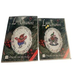 Designs For The Needle Horse & Skater Lace Ornament Cross Stitch Kit Set New